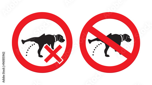 No Dog Poop and No Peeing Dogs Allowed. Pet Waste Warning Sign. Vector Design.