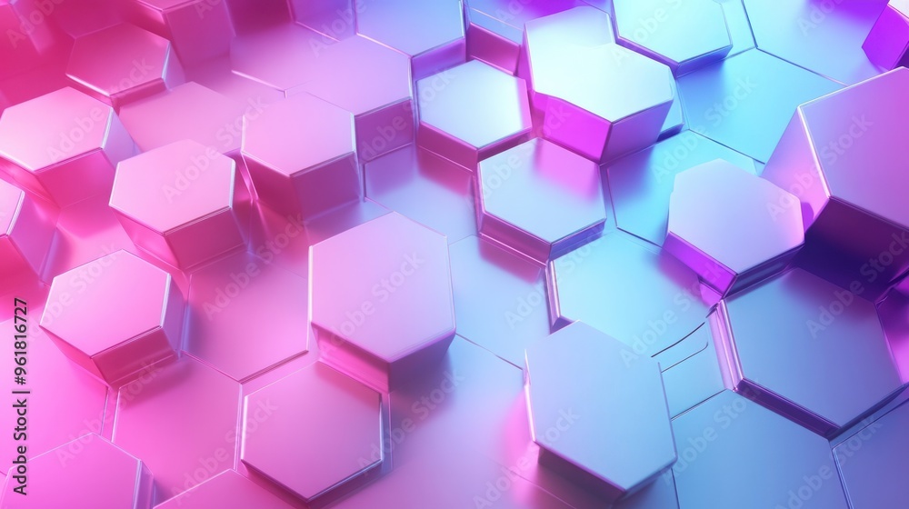Abstract 3D Hexagon Pattern with Neon Colors Abstract 3D Hexagon Pattern with Neon Colors
