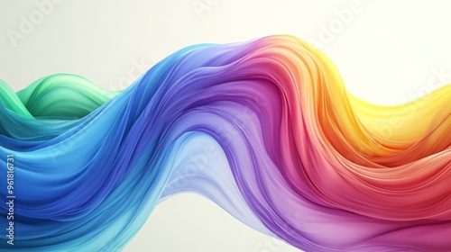 Abstract Rainbow Fabric Wave in Soft, Flowing Motion photo