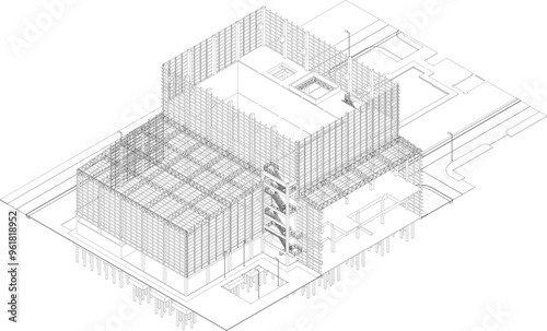 3D illustration of industrial project