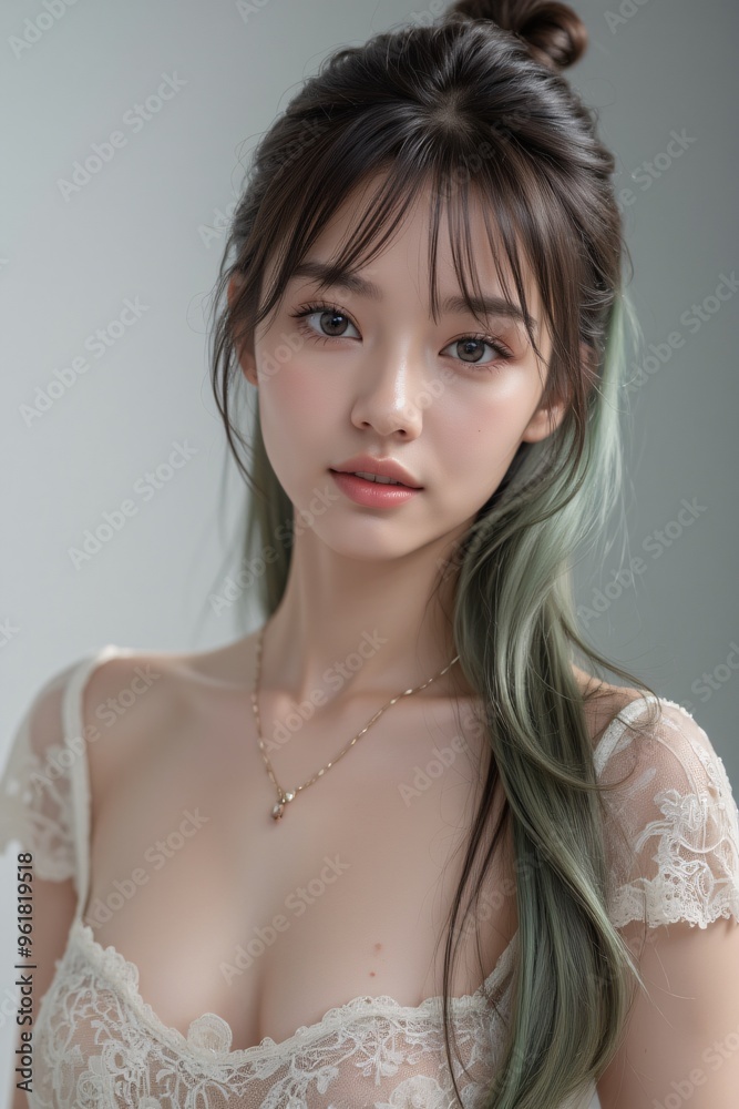 female model green hair female model green hair