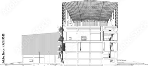 3D illustration of industrial project