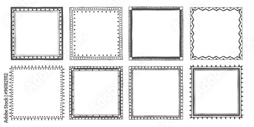 Hand drawn doodle linear frames