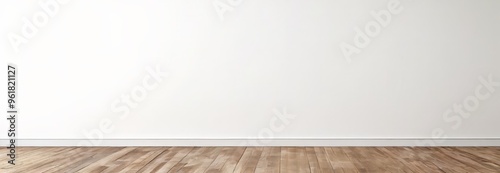 empty white room with wooden floor and wall