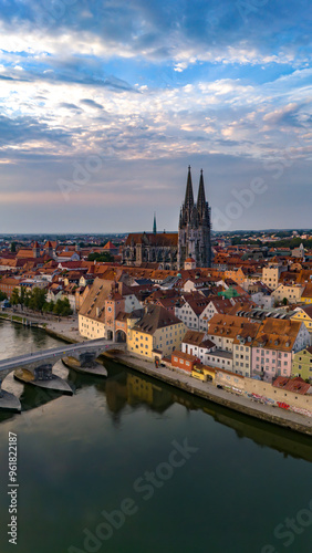 Canvas Print Panoramablick über die Altstadt von Regensburg
