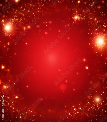 red background with stars and sparkles