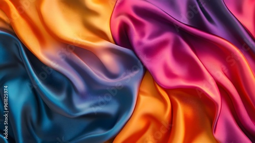 64. Crumpled, colorful silk fabric with soft folds