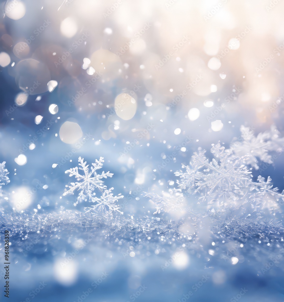 Fototapeta premium snow flakes on blue background