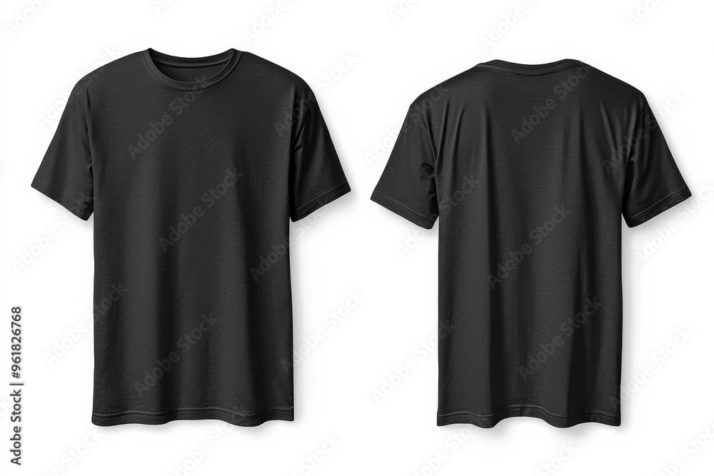 Black Tshirt Mockup Front and Back Isolated created with Generative AI