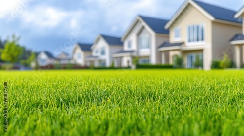 Wallpaper Mural A close up of a lawn with houses in the background, AI Torontodigital.ca