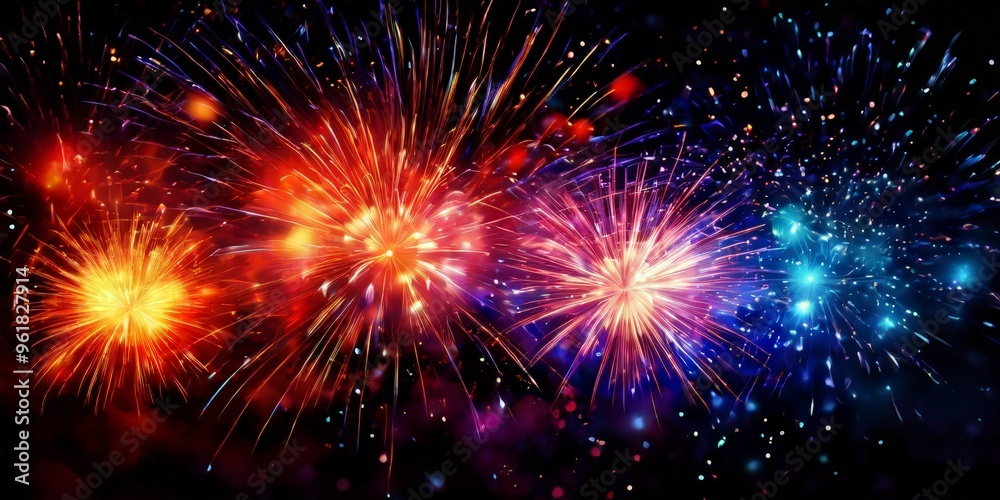 Fototapeta premium colorful fireworks on black background