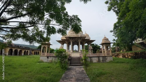 Maharaniyon Ki Chhatriyan, the archaeological site features traditional funeral monuments honoring royal women of the past. photo