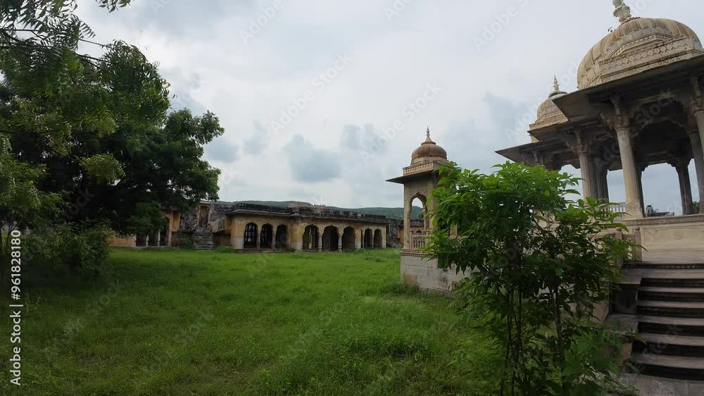 Maharaniyon Ki Chhatriyan, the archaeological site features traditional funeral monuments honoring royal women of the past. Maharaniyon Ki Chhatriyan, the archaeological site features traditional funeral monuments honoring royal women of the past.