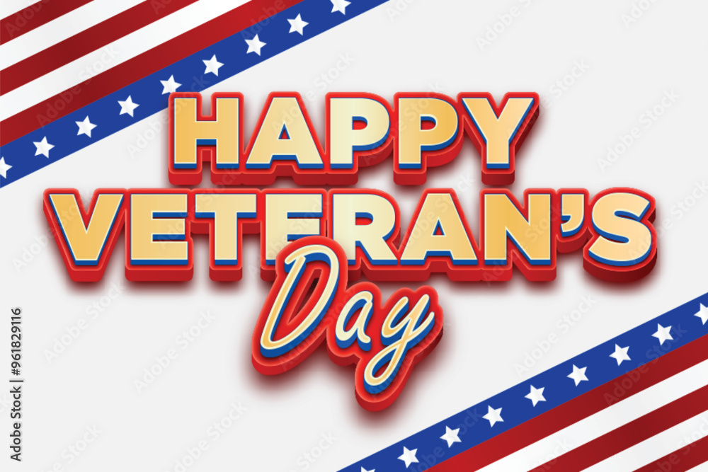 Happy veteran's day editable text effect template with American flag Happy veteran's day editable text effect template with American flag