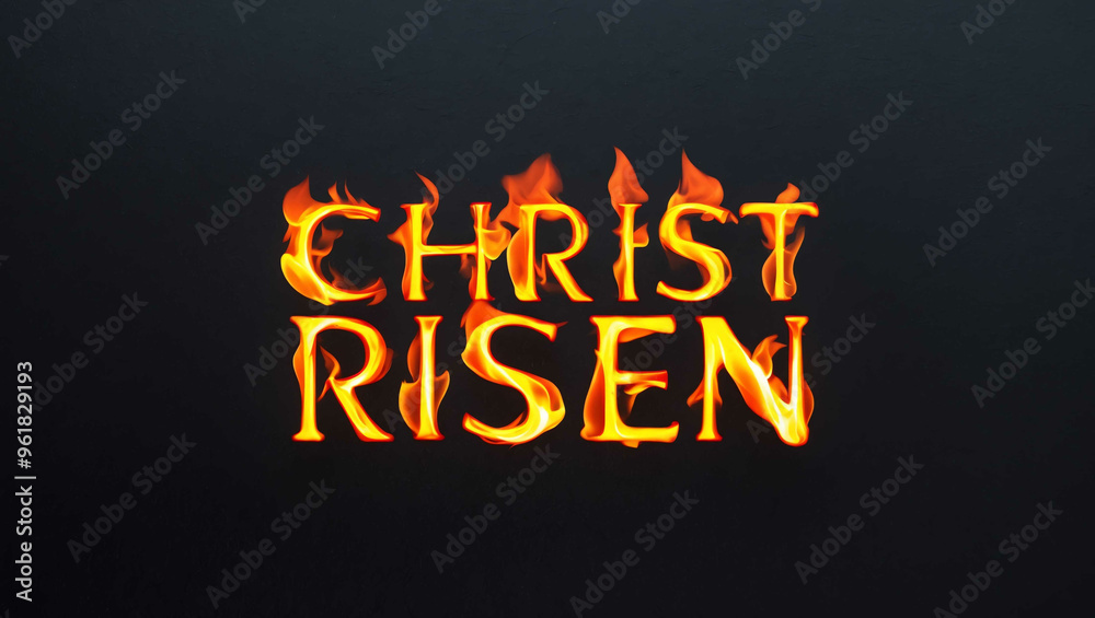 christ is risen word made of fire flame on black background christ is risen word made of fire flame on black background