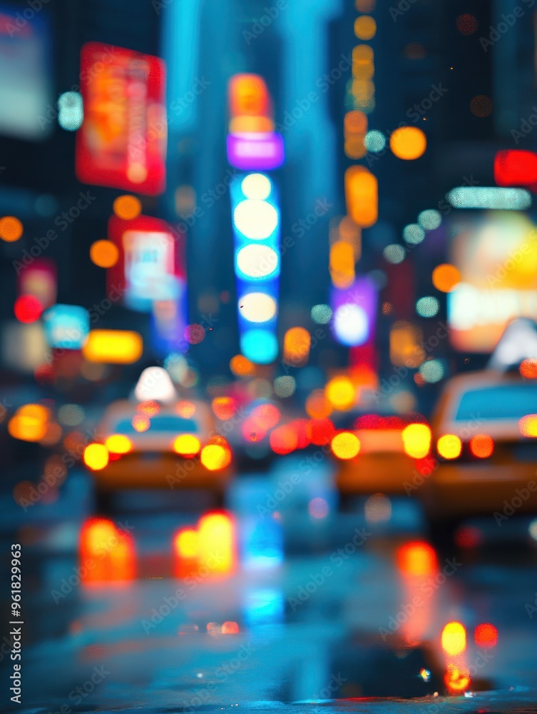 blurred background traffic lights lights cars and advertisements in the big city blurred background traffic lights lights cars and advertisements in the big city