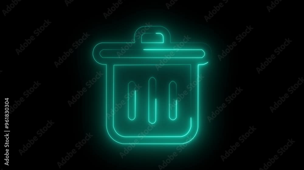 the turquoise color delete icon Neon delete icon. remove clean animated video on a black background the turquoise color delete icon Neon delete icon. remove clean animated video on a black background