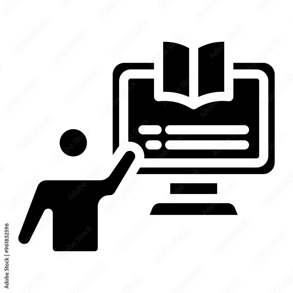 Obraz premium ebook icon, electronic education, online learning icon