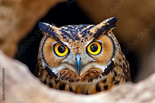 African animals, owls in the trees, silent hunters swoop down on their prey with deadly accuracy
