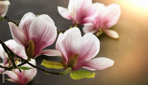 Enchanting magnolia flowers are blooming magnificently