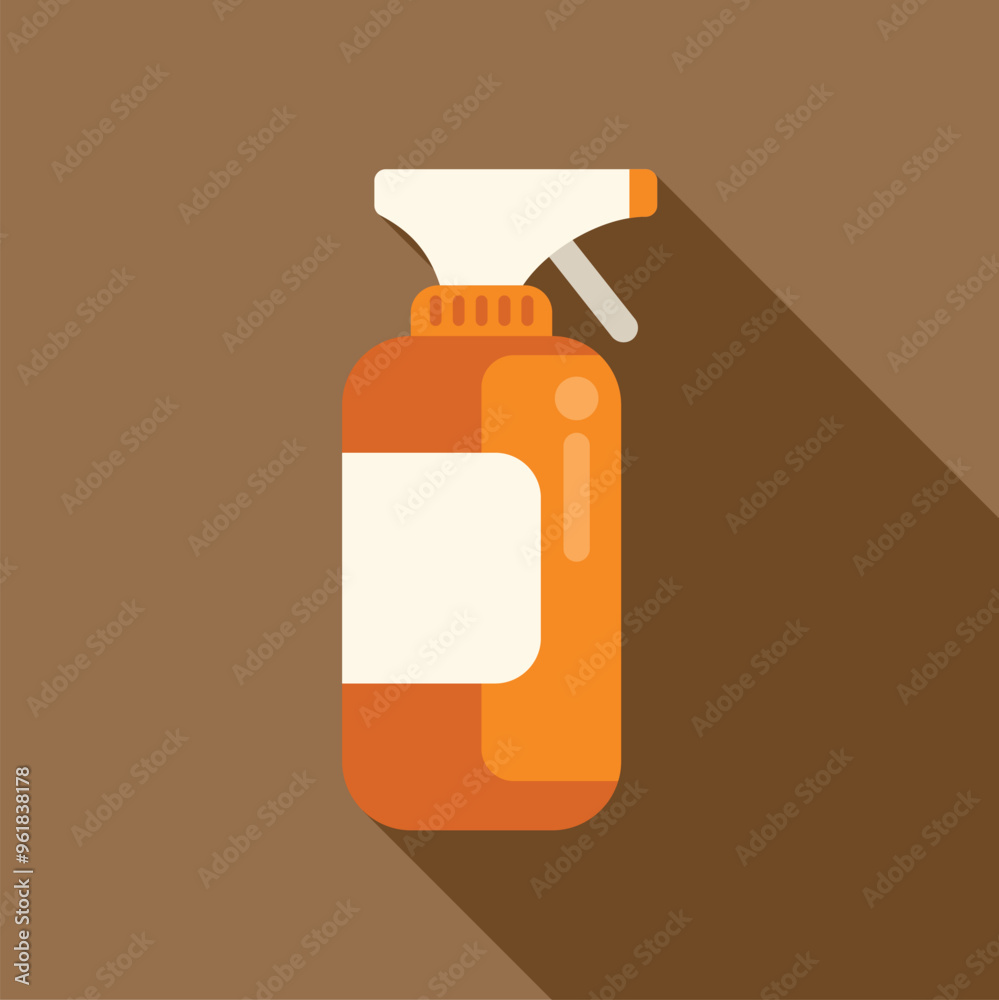 Orange plastic spray bottle with blank label, perfect for showcasing your cleaning product or design Orange plastic spray bottle with blank label, perfect for showcasing your cleaning product or design