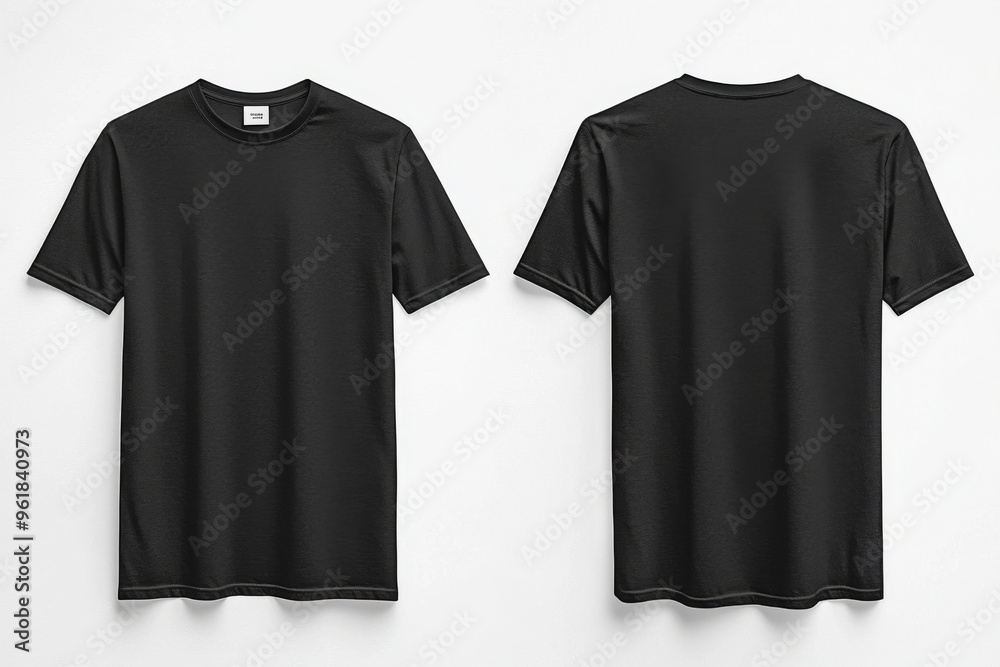 Black Tshirt Mockup Front and Back Isolated created with Generative AI Black Tshirt Mockup Front and Back Isolated created with Generative AI