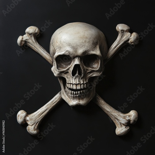 Jolly Roger. Pirate Skull and Bones. Halloween Symbol of Danger and Death