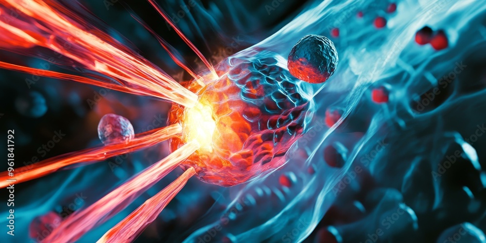 Glowing red and blue abstract forms. Glowing red and blue abstract forms.