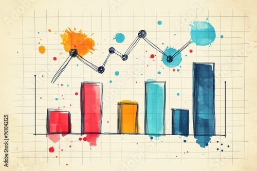 Wallpaper Mural Minimalist Business Graph Illustration with Clean Doodle Design Featuring Line Graphs and Data Points Torontodigital.ca