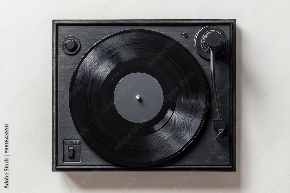 Record Player Showcased on White Backdrop Record Player Showcased on White Backdrop