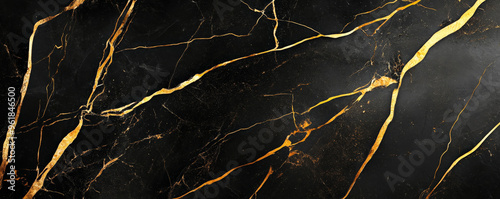 A dynamic and bold black marble background with striking gold veins cutting across the surface diagonally.