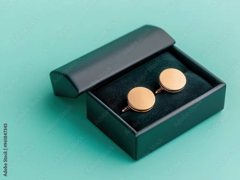Monogrammed cufflinks in sleek box, perfect for gifting, 3D illustration Monogrammed cufflinks in sleek box, perfect for gifting, 3D illustration