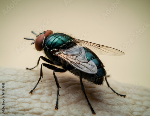 close-up shot of a black fly