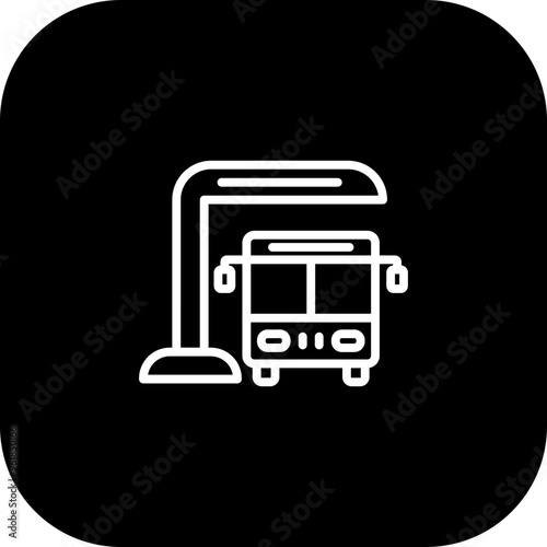 Bus Station Vector Icon Design