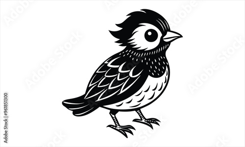 black and White bird silhouette vector style