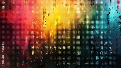 Wallpaper Mural Abstract Cityscape with Colorful Pixelated Grids and Glowing Lights Torontodigital.ca