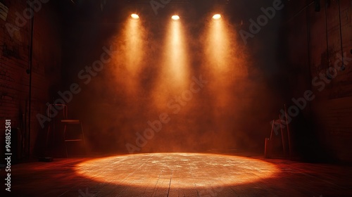 Spotlight illuminating dramatic center stage performance wallpaper photo