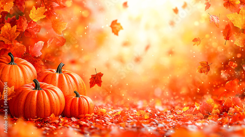 Juicy fruits orchard on fall Autumn season.
Halloween background with pumpkins 