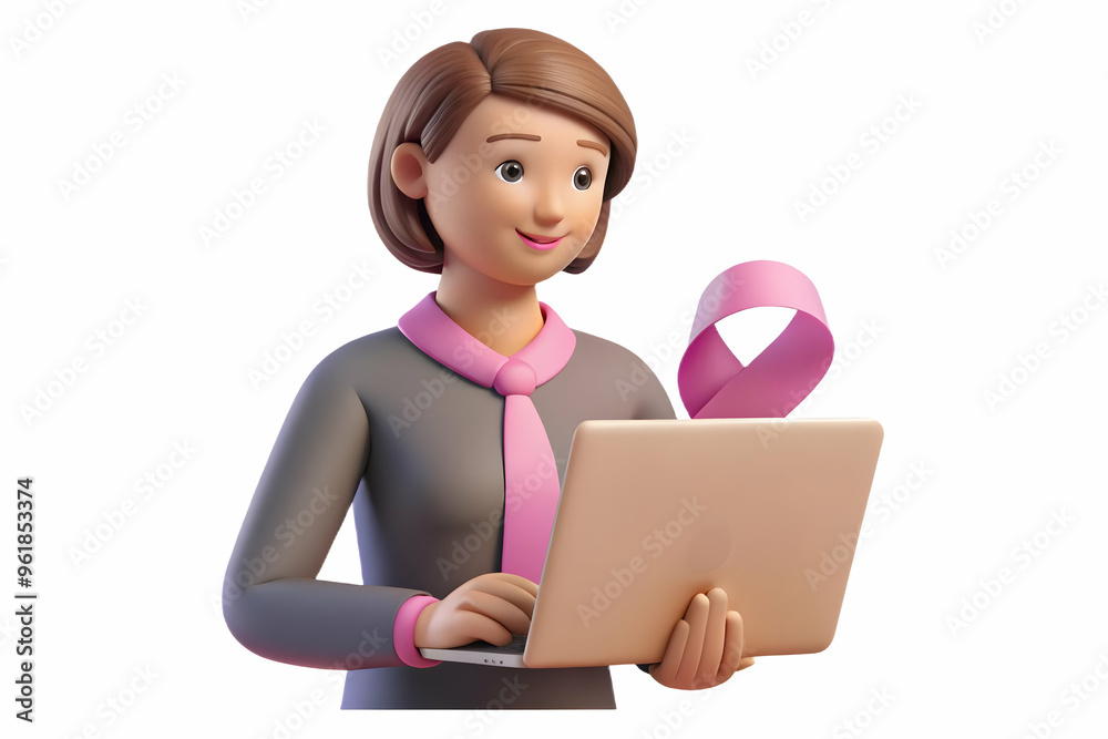 3D Candid Capture of a Woman Lighting a Candle Beside a Pink Ribbon for Breast Cancer Awareness, Symbolizing Quiet Reflection, Remembrance, and Hope 3D Candid Capture of a Woman Lighting a Candle Beside a Pink Ribbon for Breast Cancer Awareness, Symbolizing Quiet Reflection, Remembrance, and Hope