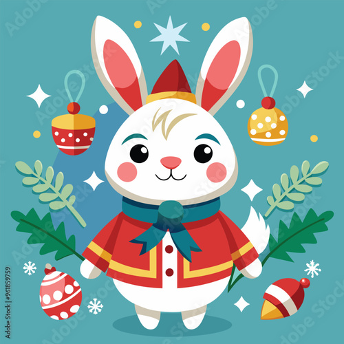 Character set rabbit for decorate in Christmas Day