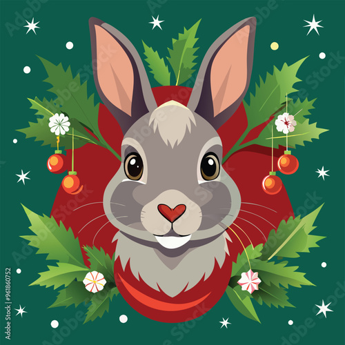 Character set rabbit for decorate in Christmas Day