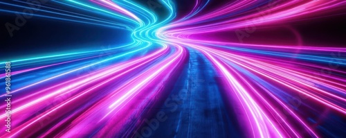 Electric pathways of neon light, vibrant and dynamic, Abstract background, Electric, high-energy