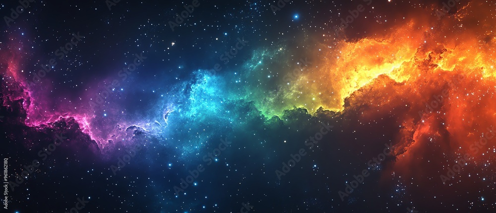 Cosmic Nebula with Vivid Colors and Scattered Stars Cosmic Nebula with Vivid Colors and Scattered Stars