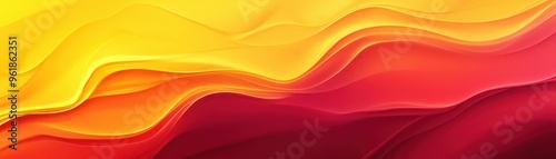 Fiery yellow to deep crimson fluid gradient with flowing patterns, Abstract background, Energetic warmth