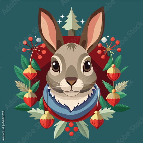 Character set rabbit for decorate in Christmas Day