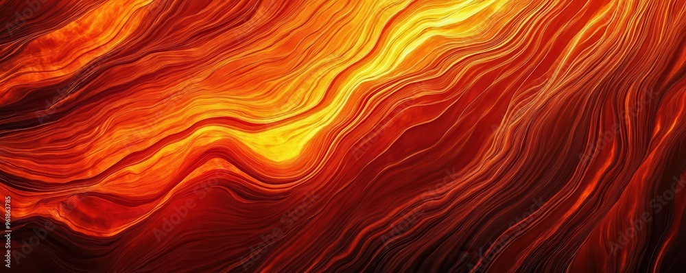 Molten magma with undulating ripples, fiery orange and red, abstract background Molten magma with undulating ripples, fiery orange and red, abstract background