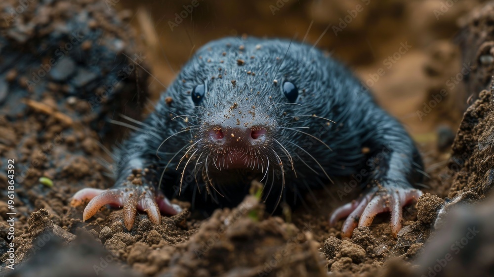 Close up of a Mole s Face and Claws in the Soil Close up of a Mole s Face and Claws in the Soil
