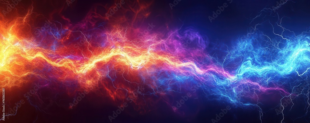 Vibrant electric waves crashing into each other, Abstract background, High-energy, dynamic Vibrant electric waves crashing into each other, Abstract background, High-energy, dynamic