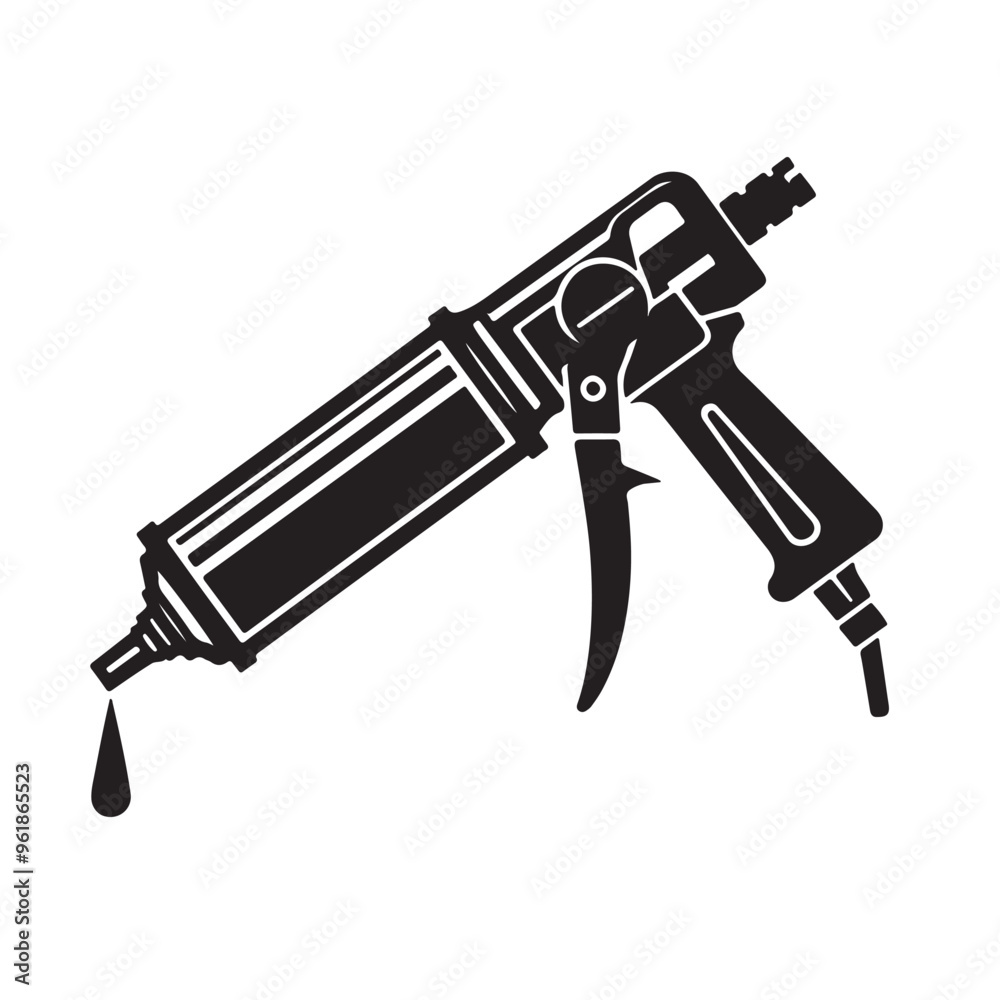 create me Caulking Gun Silhouette Vector illustration with white solid background create me Caulking Gun Silhouette Vector illustration with white solid background