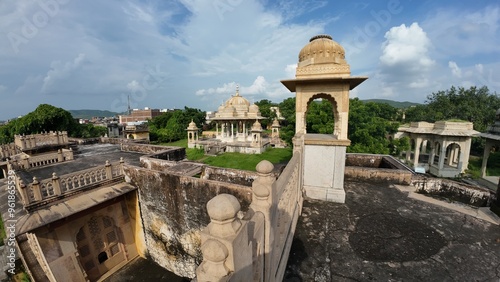 Architecture of Maharaniyon Ki Chhatriyan, the archaeological site features traditional funeral monuments honoring royal women of the past. photo